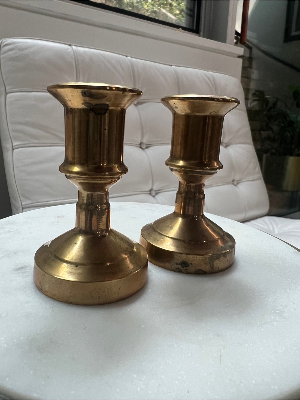 Vintage Brass Candlestick Pair - Shiny Gold Finish